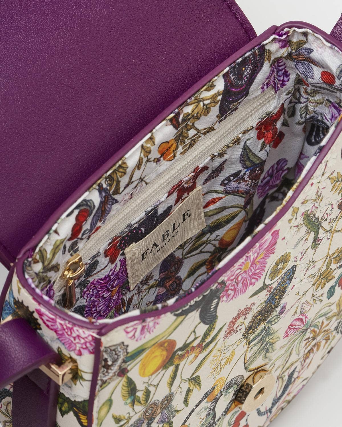 Floral Engravings Plum Saddle Purse - Fable