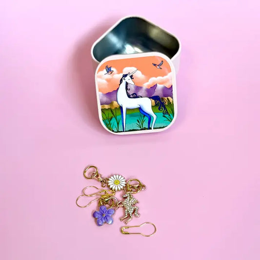 Lemonwood Stitch Markers and Matching Tin