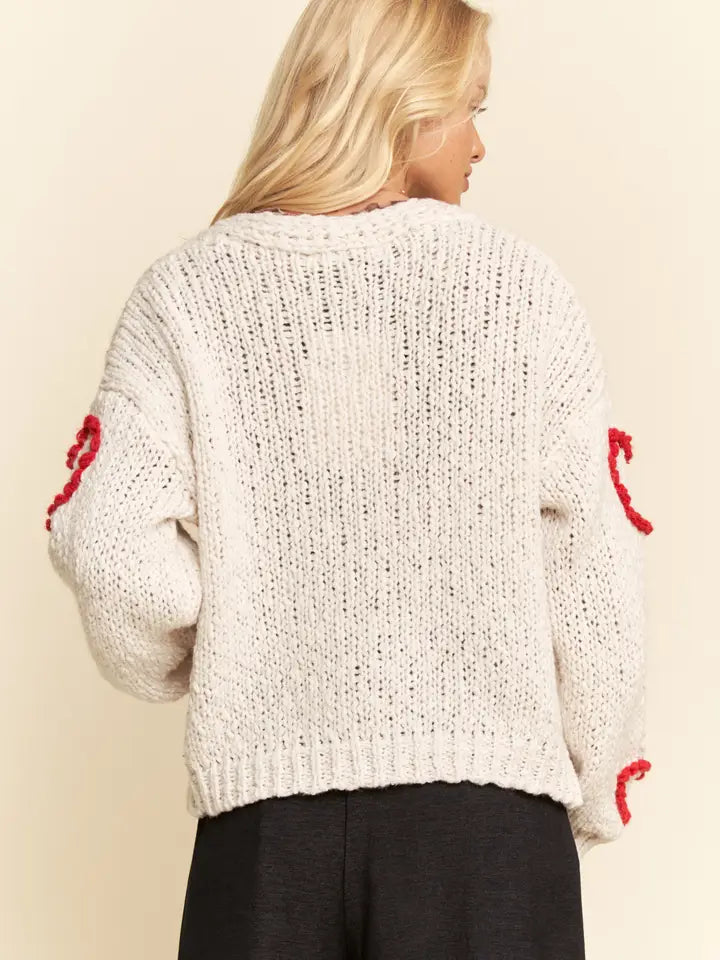 Fuzzy Cardigan with Hearts