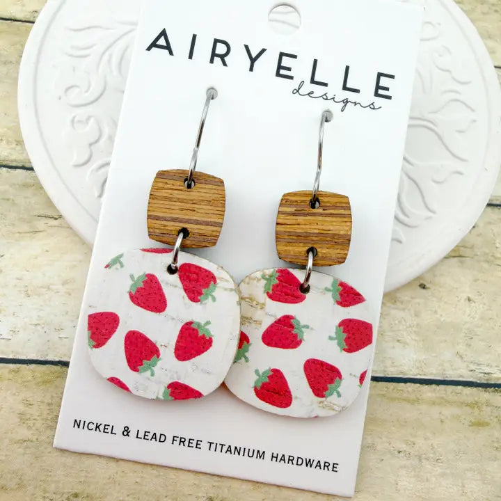Leather and Wood Woven Earrings