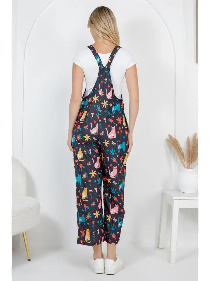 Floral Cats Overalls
