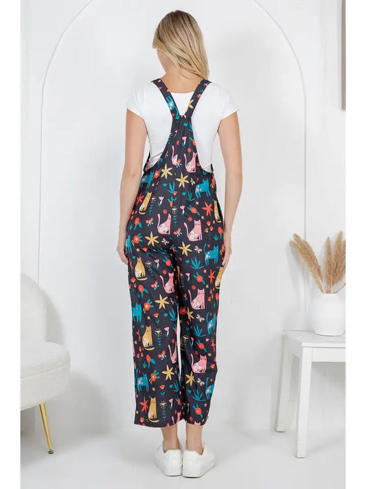 Floral Cats Overalls