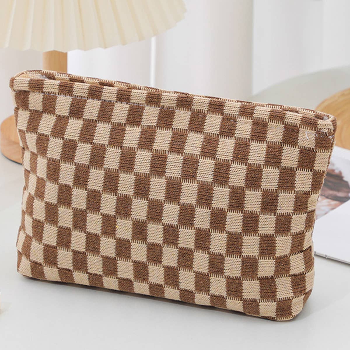 Knitted Checkerboard Pouch