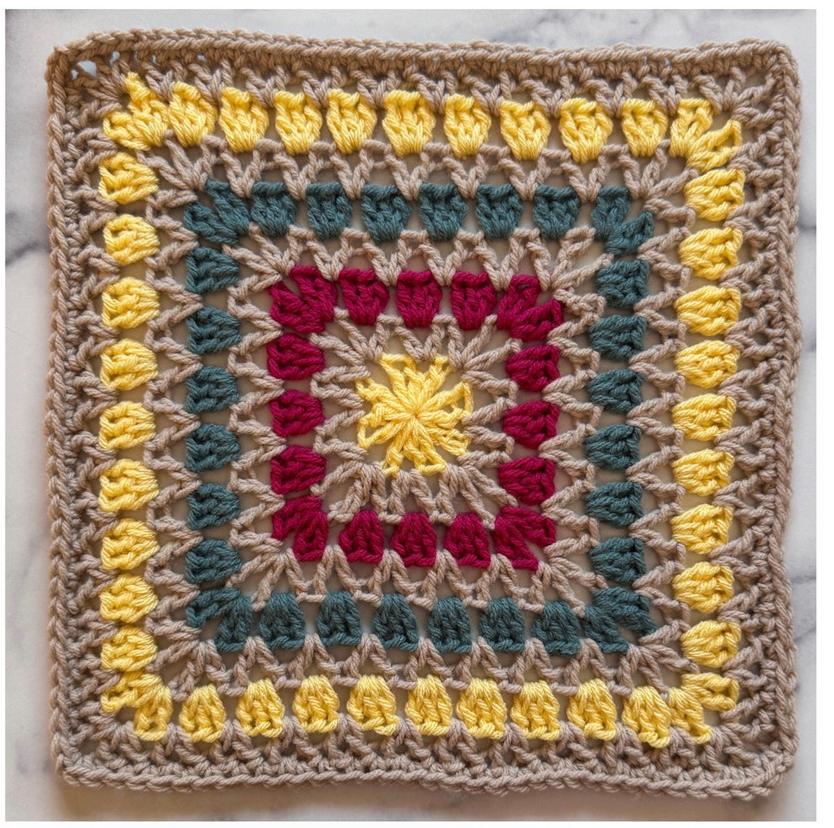 Crochet Amour Sampler ~ November - Confetti Cluster Square