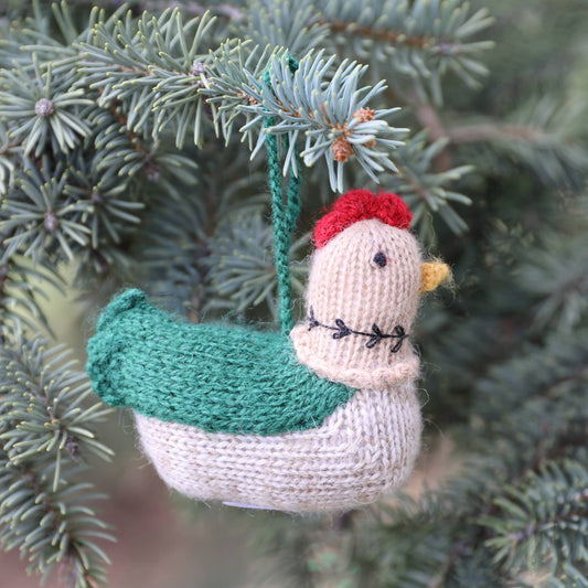 Handmade Knit Hen Holiday Ornaments - Fair Trade