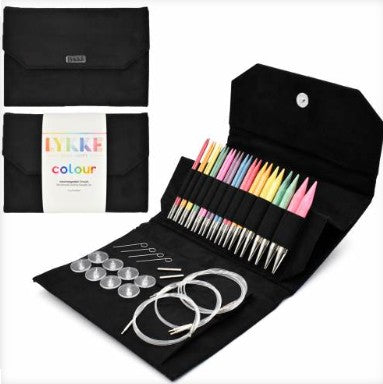 Lykke Colour 5" Interchangeable Needle Set - Black Vegan Suede