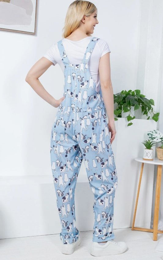 Dancing Cats Corduroy Overalls