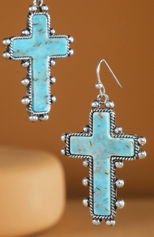 Western Stone Cross Earrings