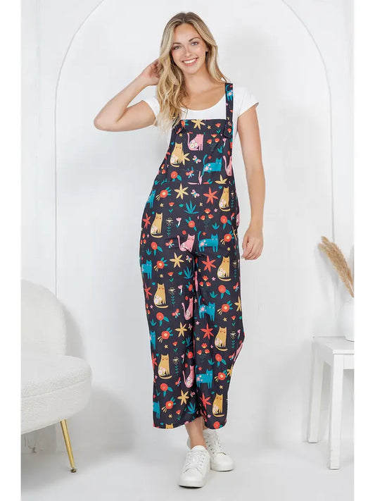 Floral Cats Overalls