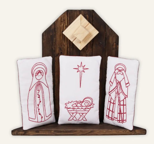 Holy Family Redwork Embroidery Kit