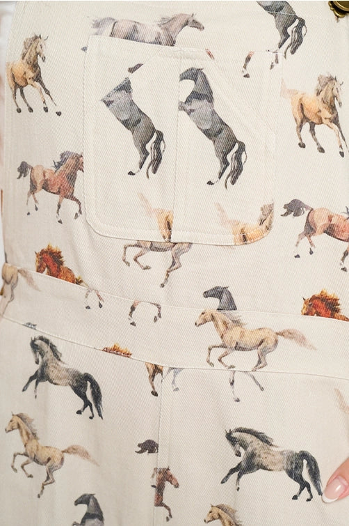 Multi Horse Print Overalls