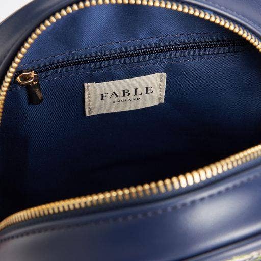 Chloe Embroidered Circle Purse - Navy - Fable