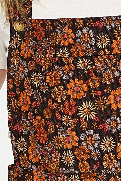 FALL FLORAL PRINT CORDUROY OVERALL