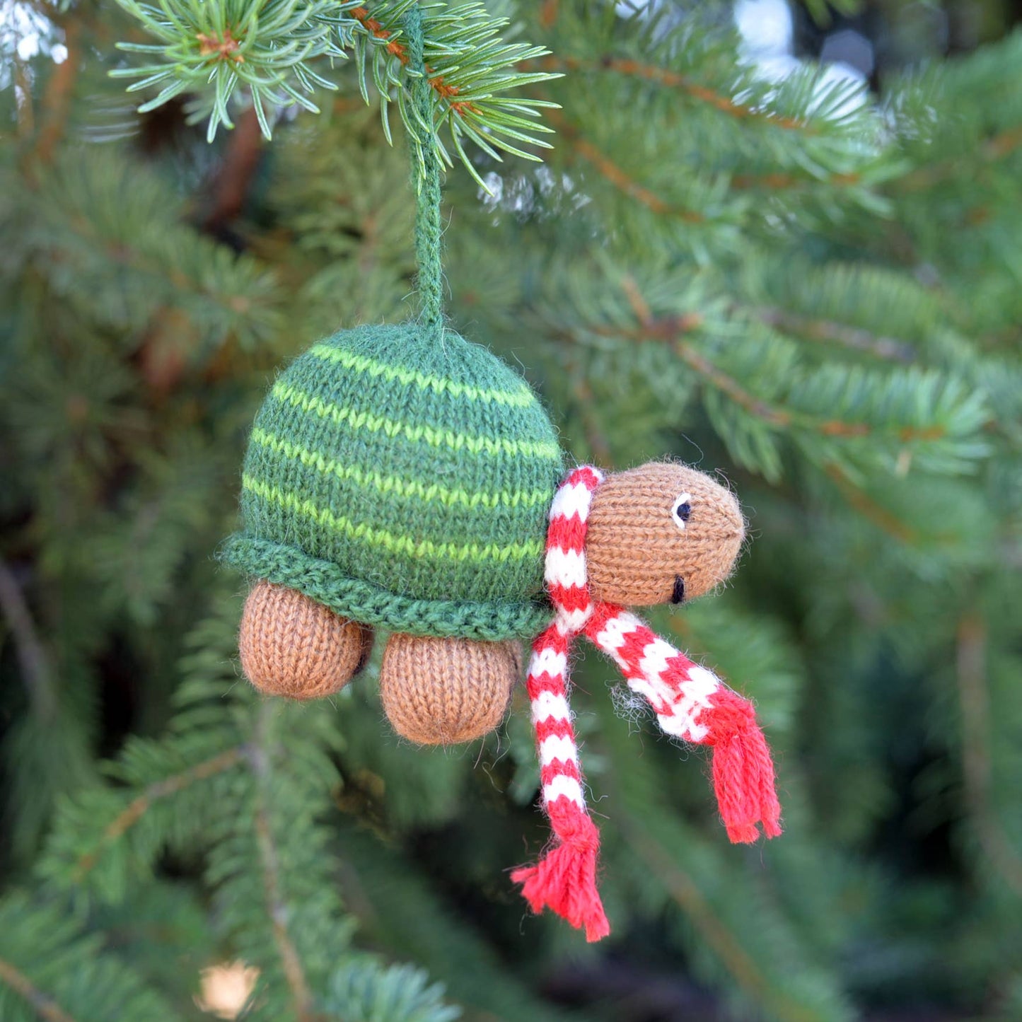 Handmade Knit Turtle Holiday Ornament - Fair Trade