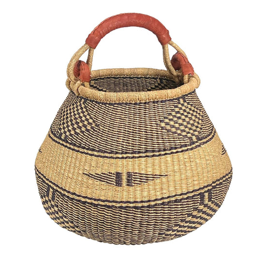 African Bolga Baskets: Navy/Nat Pot-shaped Basket