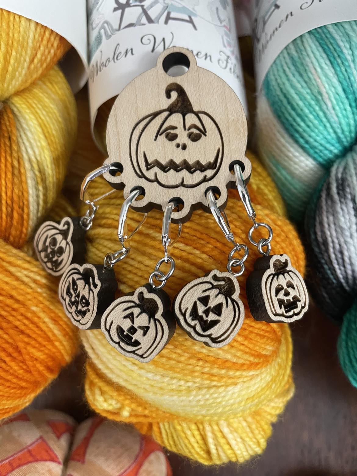 Green Owl Pumpkin Stitch Marker