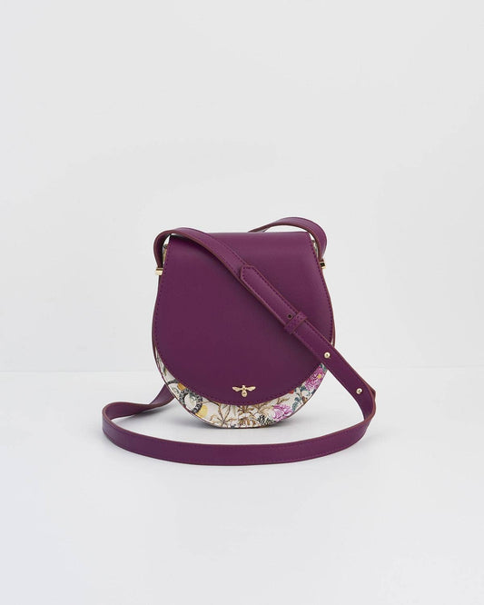 Floral Engravings Plum Saddle Purse - Fable