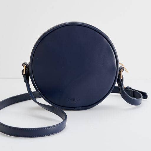 Chloe Embroidered Circle Purse - Navy - Fable