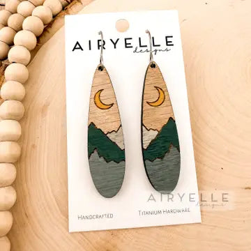 Leather and Wood Woven Earrings
