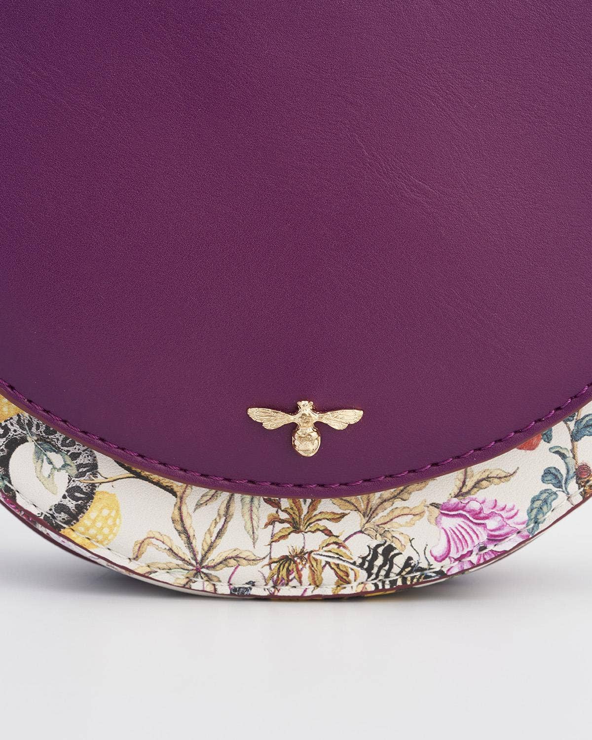 Floral Engravings Plum Saddle Purse - Fable