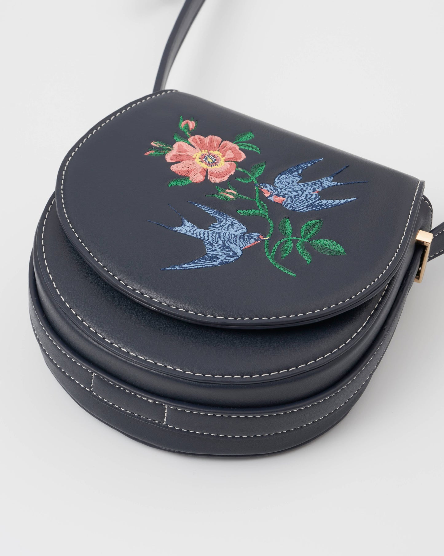 Swooping Swallows Navy Mini Saddle Purse -Fable