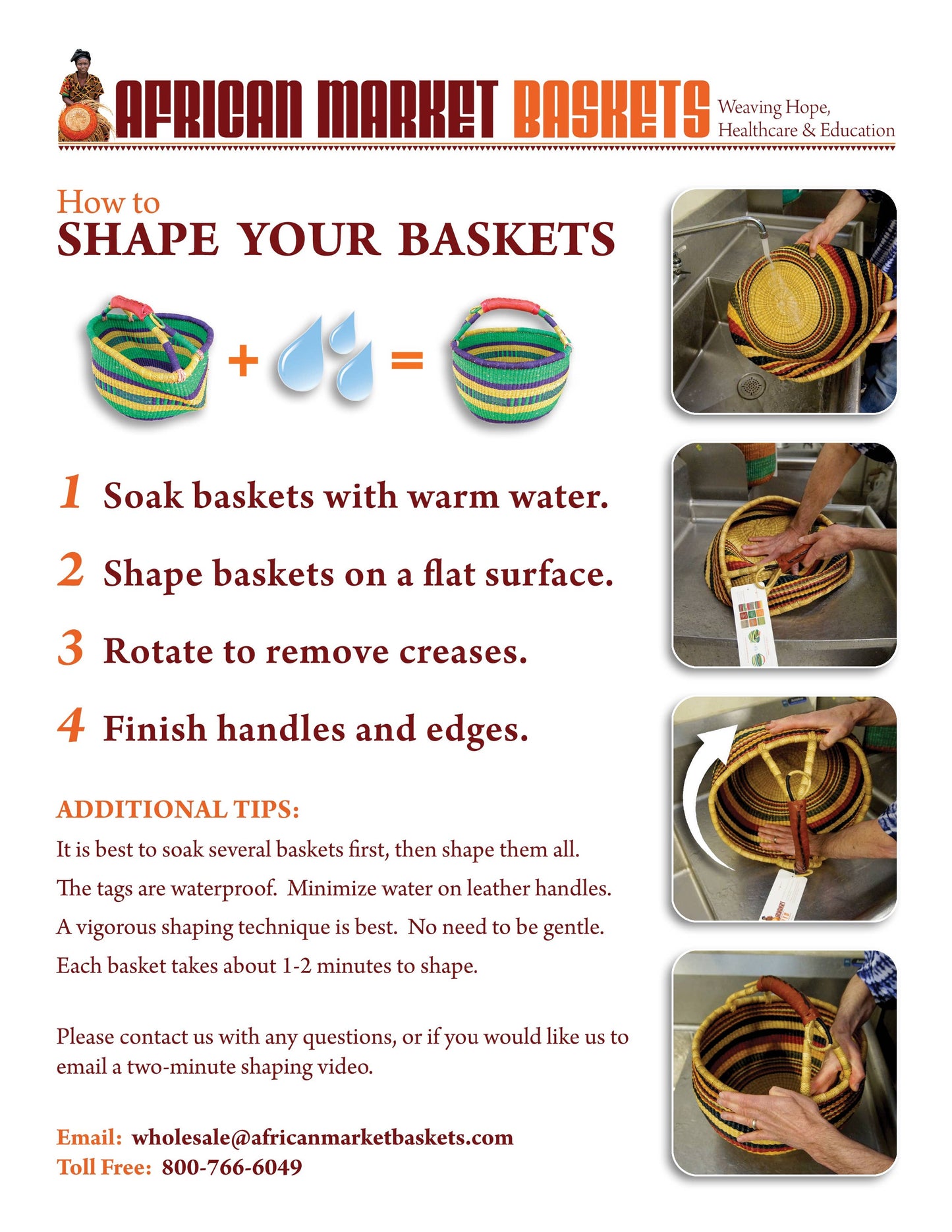 African Bolga Baskets: Mini w/Rubber Handle