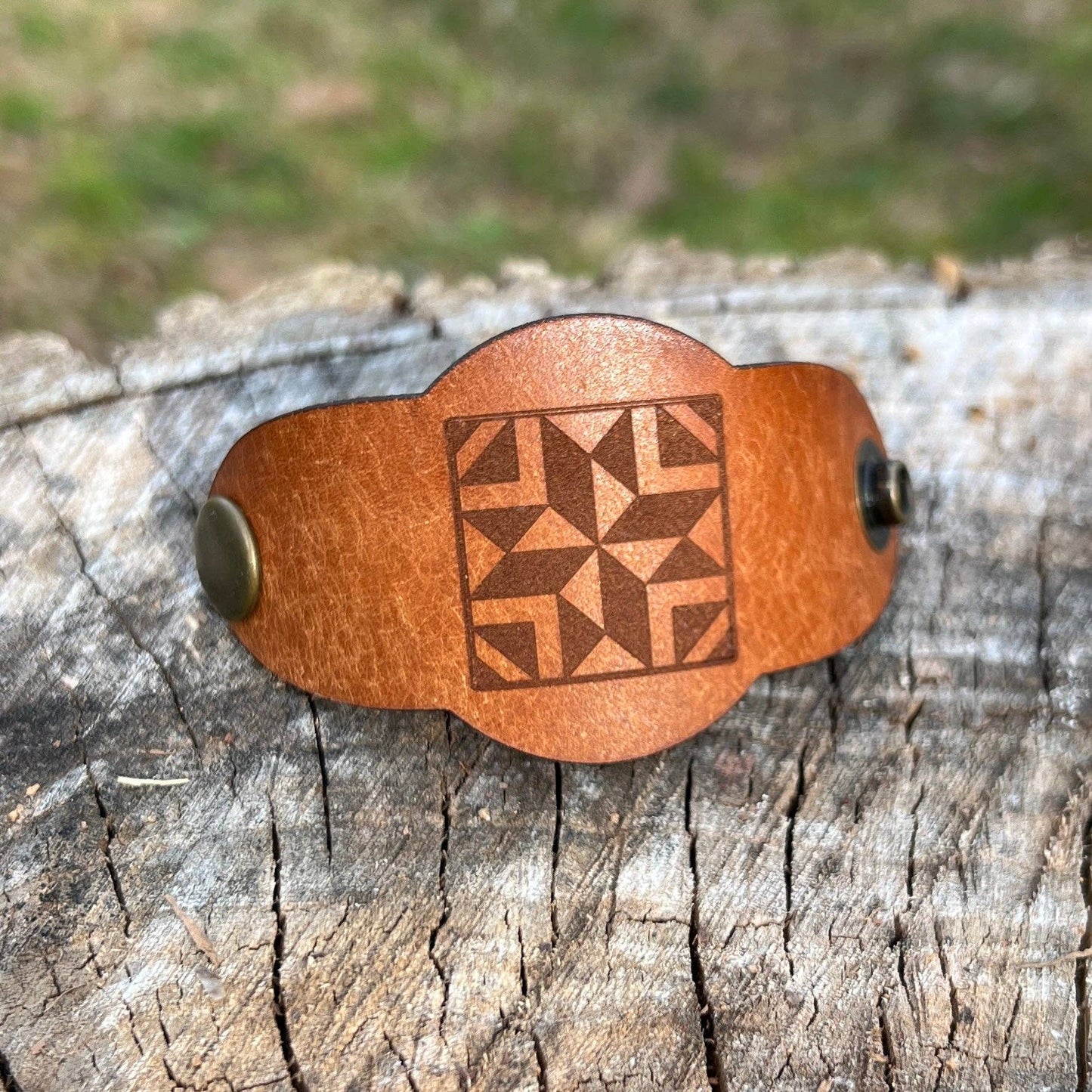 Leather Bandana Slide - Quilt Square