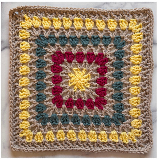 Crochet Amour Sampler ~ October - Confetti Cluster Square