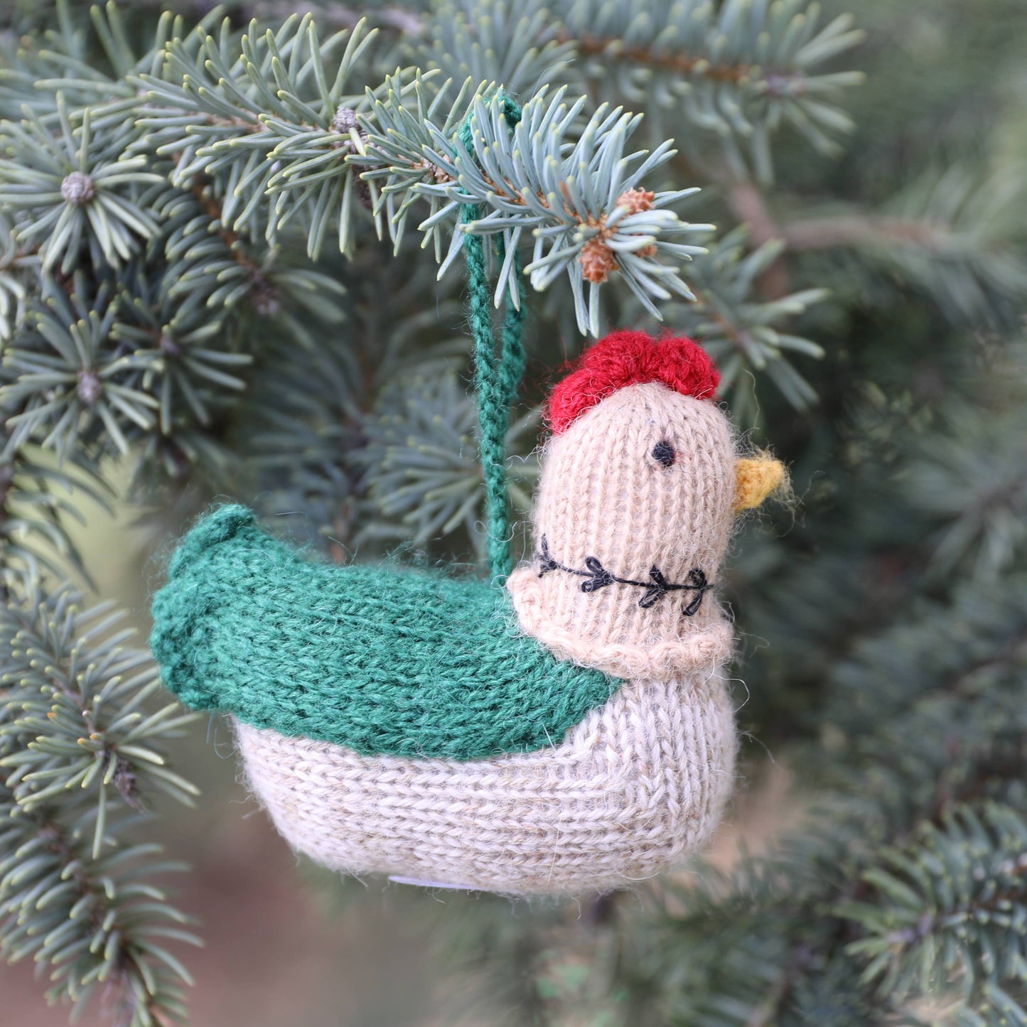 Handmade Knit Hen Holiday Ornaments - Fair Trade