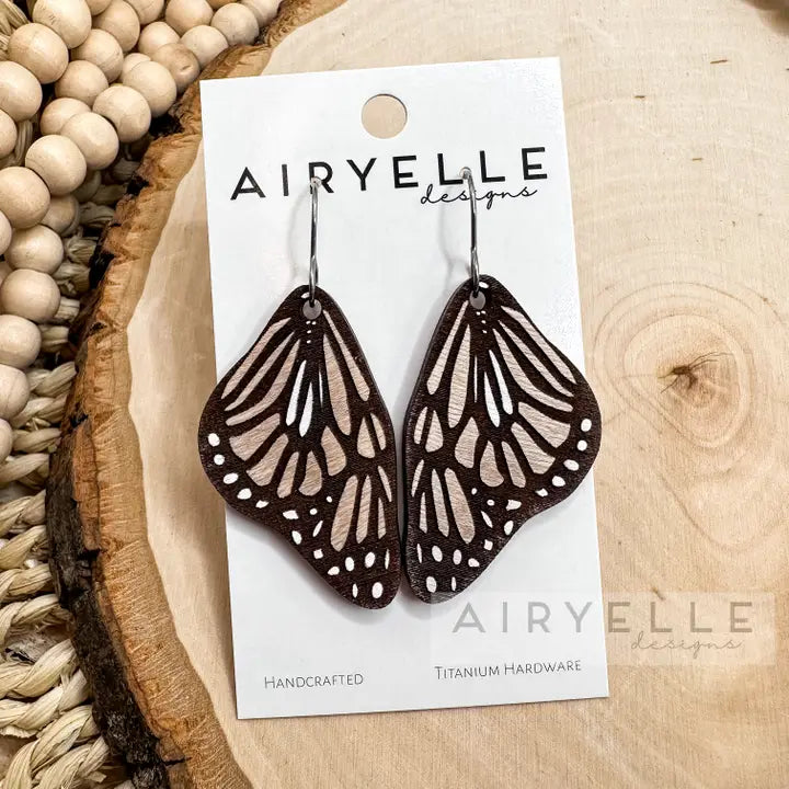 Leather and Wood Woven Earrings