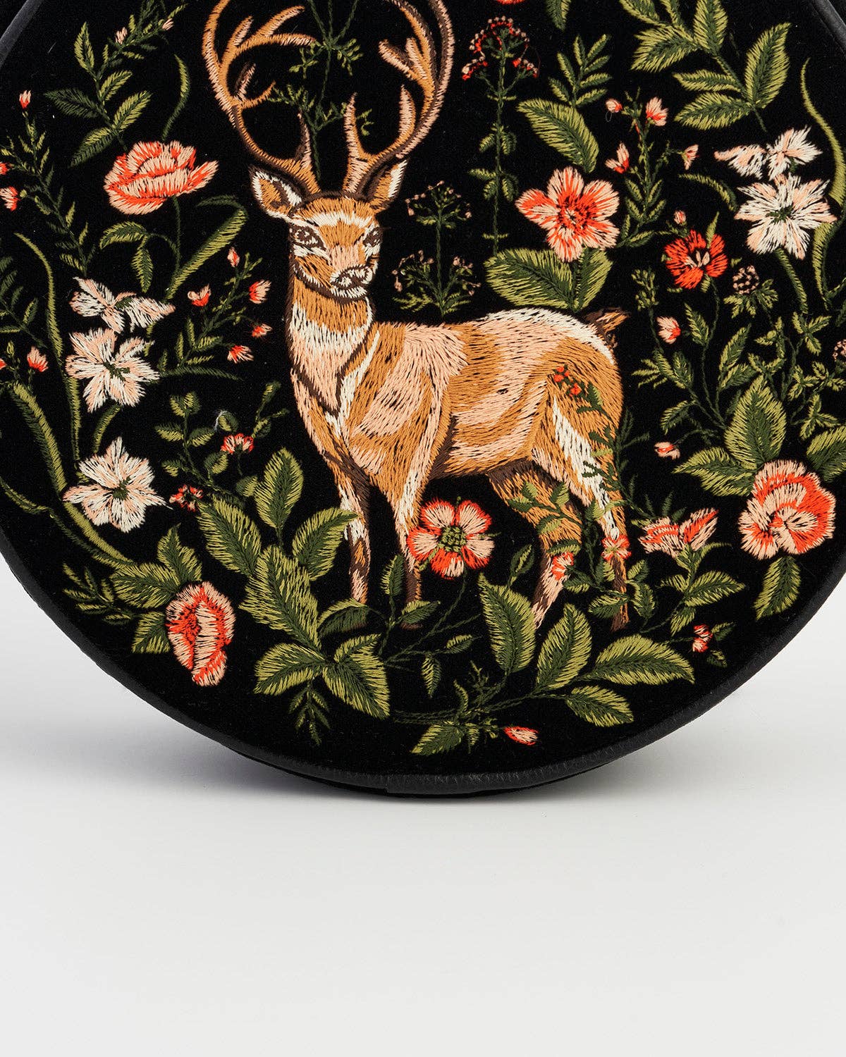 Aurora Fawn Embroidered Black Circle Bag - Fable