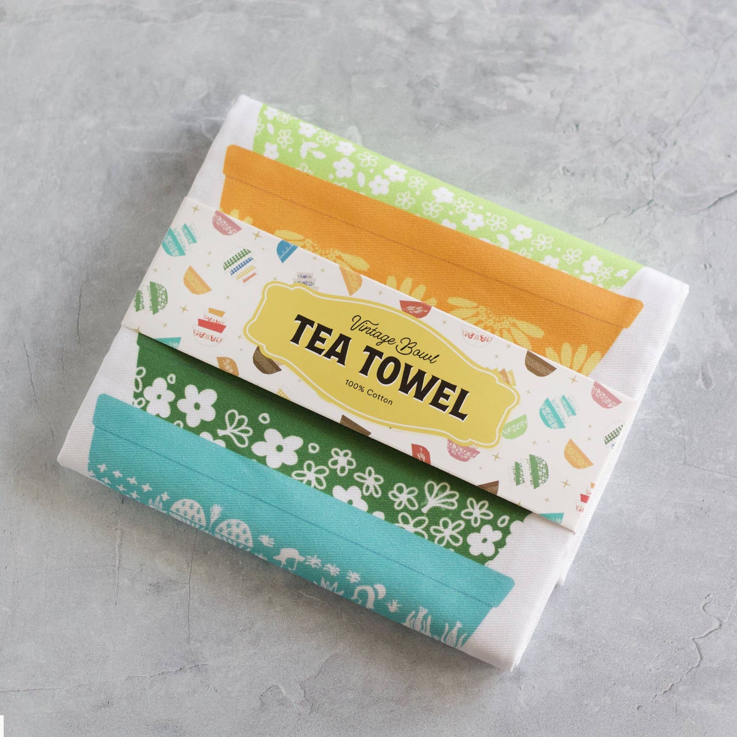 Vintage Bowl Retro Kitchen Cotton Tea Towels