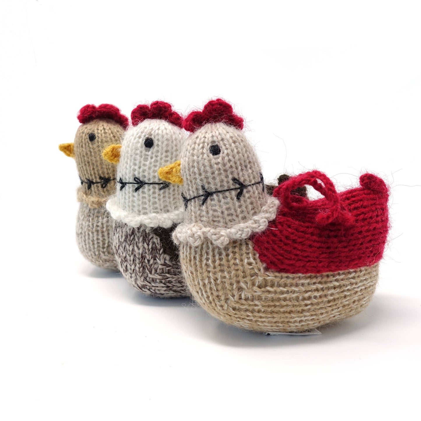 Handmade Knit Hen Holiday Ornaments - Fair Trade