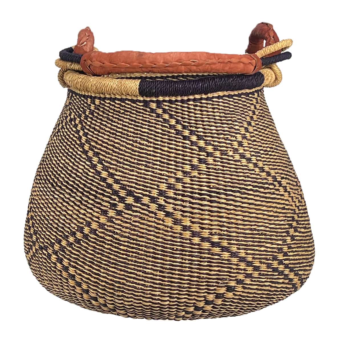 African Bolga Baskets: Navy/Nat Pot-shaped Basket