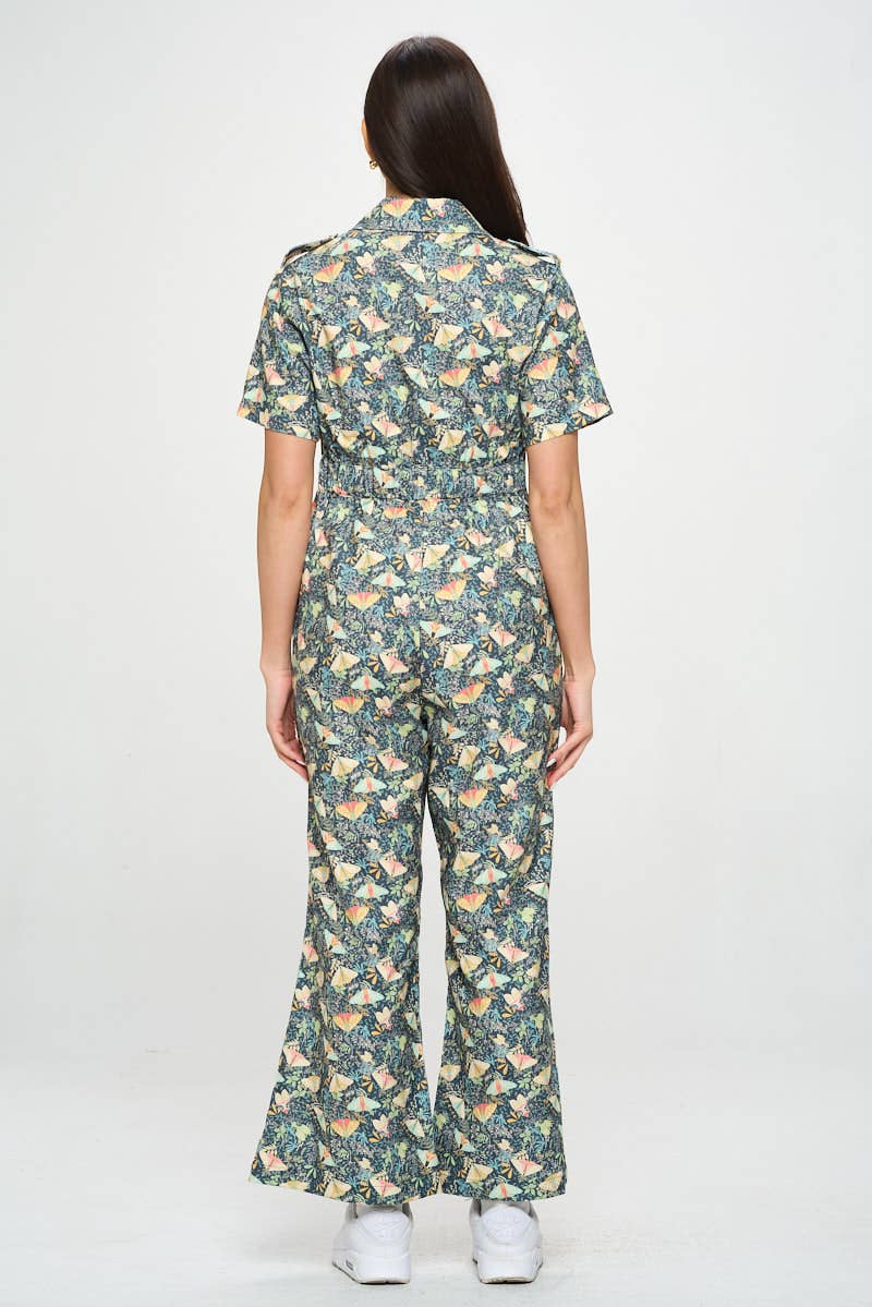 MOTH PRINT CORDUROY OVERALL JUMPSUIT OVERALL
