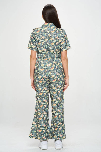 MOTH PRINT CORDUROY OVERALL JUMPSUIT OVERALL
