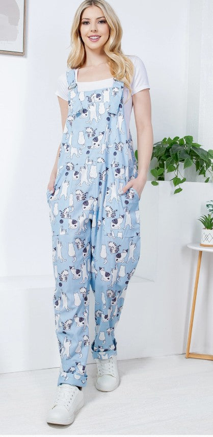 Dancing Cats Corduroy Overalls