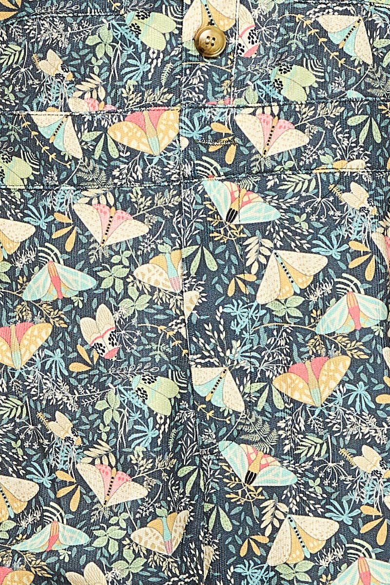 MOTH PRINT CORDUROY OVERALL JUMPSUIT OVERALL