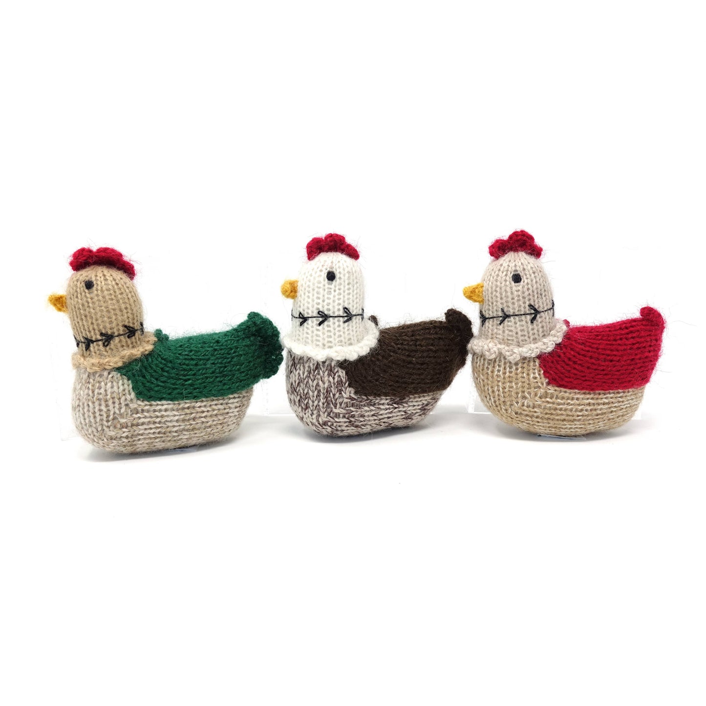 Handmade Knit Hen Holiday Ornaments - Fair Trade