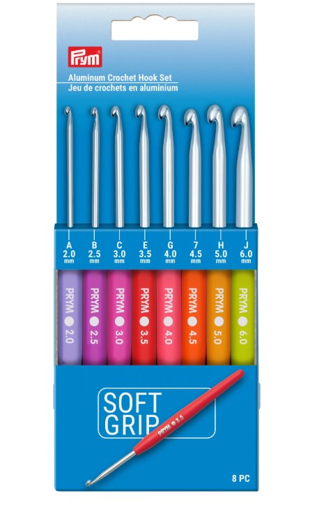 Soft Grip Aluminum Crochet Hook Set, 2-8mm