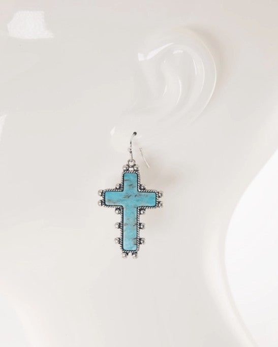 Western Stone Cross Earrings
