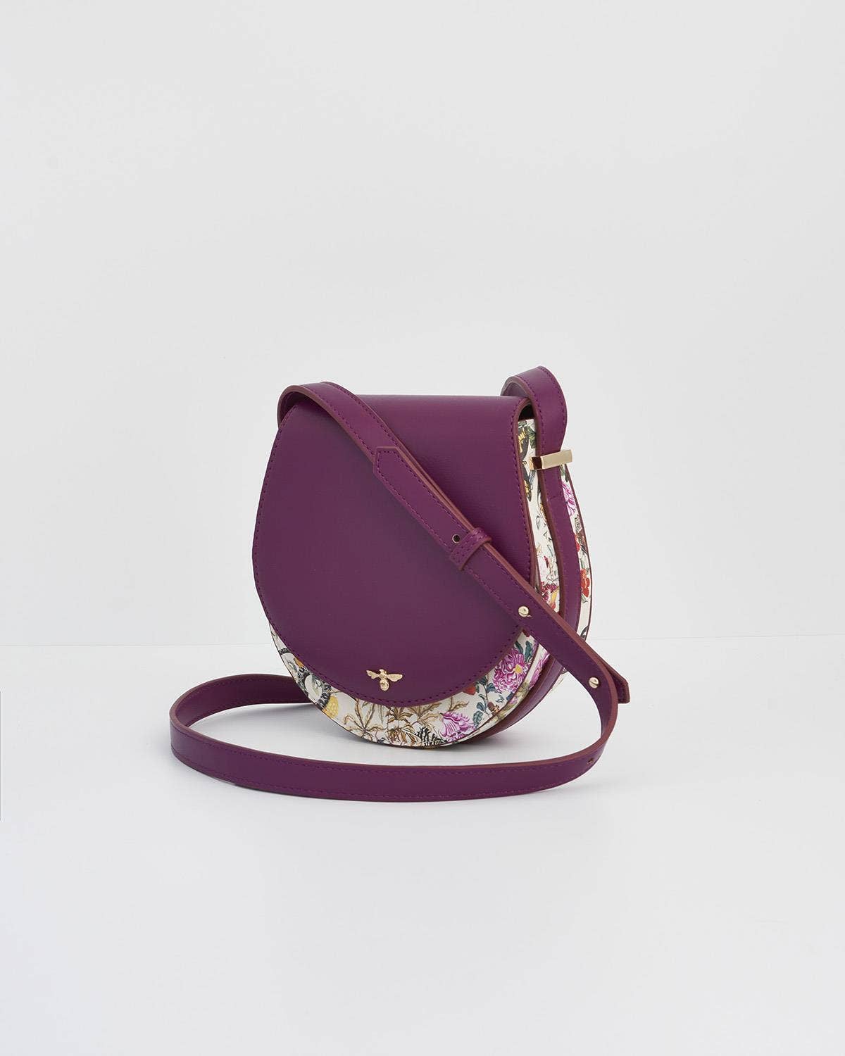 Floral Engravings Plum Saddle Purse - Fable