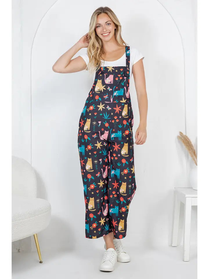 Floral Cats Overalls