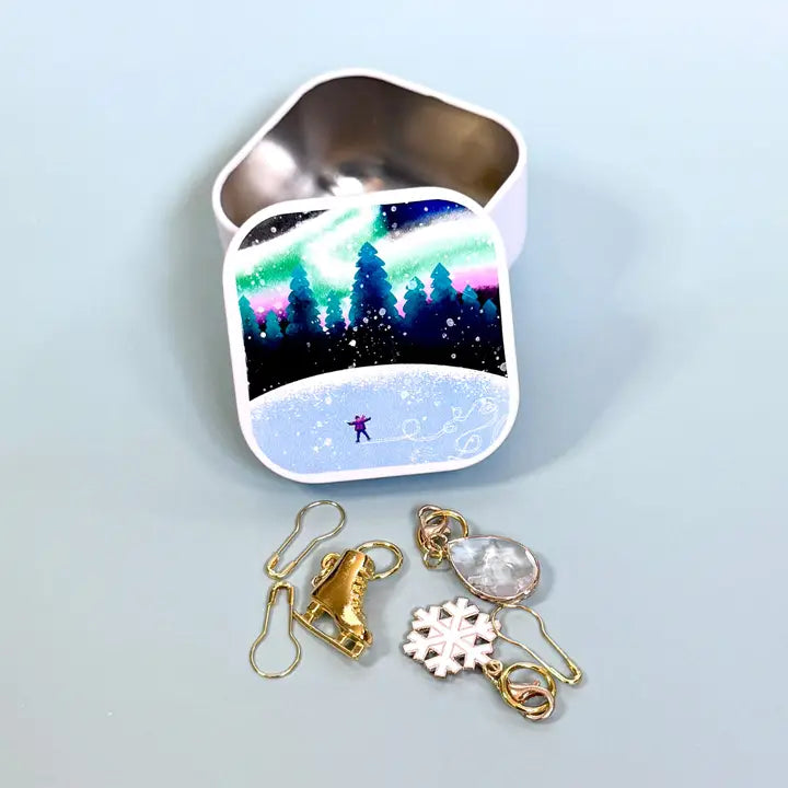Lemonwood Stitch Markers and Matching Tin