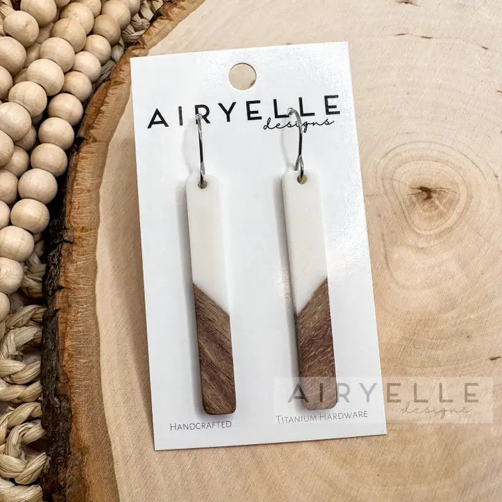 Leather and Wood Woven Earrings