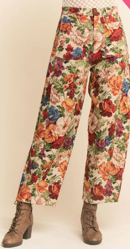 Flower Print Cargo Joggers
