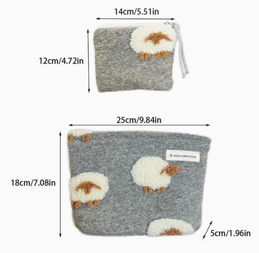 Plush Sheep Zipper Pouches