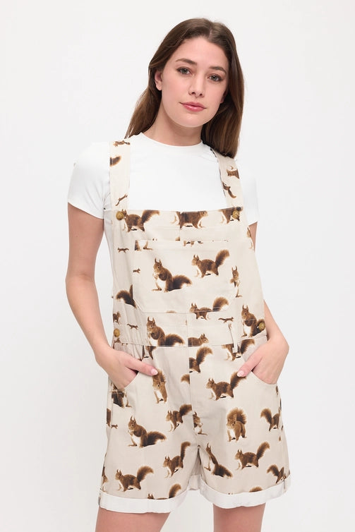 Squirrel Print Shortalls