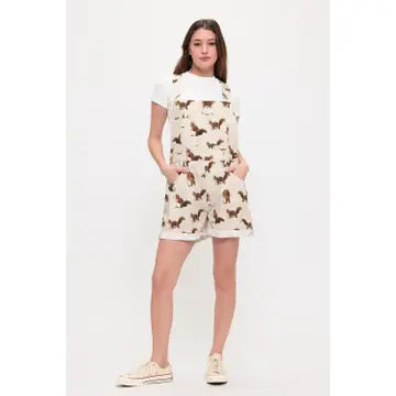 Squirrel Print Shortalls