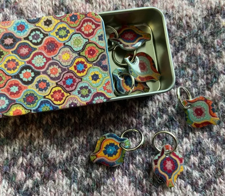 Mystical Lantern Stitch Markers in a Tin